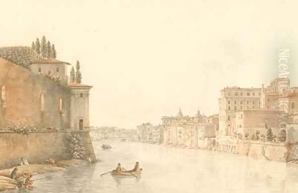 View of the Tiber looking towards the churches of San Spirito dei Napoleonic - view 1