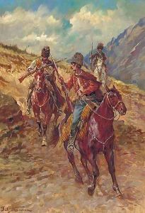 Cossacks preparing for an attack by Fritz Neumann