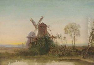Windmills at sunset by Edward H. Niemann