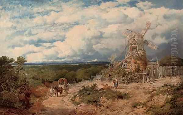 Figures before a windmill, near Nottingham - view 1