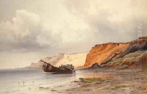 Wreck of a Sailing Boat by the Island of Rugen 1890 by Friedrich Emil Neumann