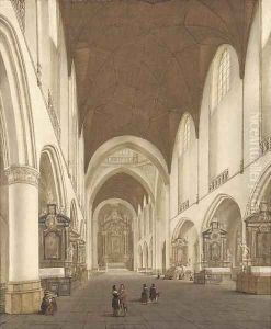 The interior of Saint Bavo's, Haarlem 2 by Isaak Nickelen