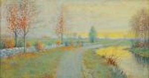 Spring Landscape With Path Along The River/possibly A Canadian View