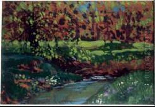 Green Pool Oil On Panel - view 1