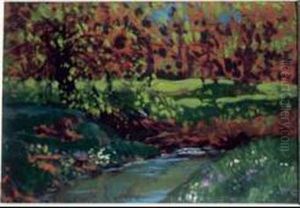 Green Pool Oil On Panel by Franz Hans Johnston