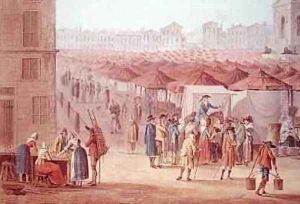 The Marche des Innocents detail of the left hand side 1794-1810 by Thomas Naudet