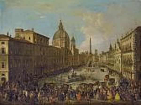 Vue De La Place Navone Inondee A Rome - view 1