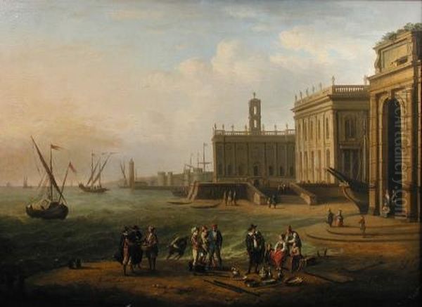 A Capriccio Landscape With 
Market Folk By The Palazzo De' Senatore And Palazzo De' Conservatori On 
The Capitoline Hill - view 1