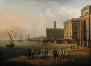 A Capriccio Landscape With 
Market Folk By The Palazzo De' Senatore And Palazzo De' Conservatori On 
The Capitoline Hill