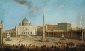 Veduta Di San Pietro A Roma E Il Colonnato Del Bernini