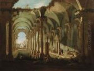 Interno Di Edificio Termale Con Colonne Ioniche In Rovina by Antonio Joli