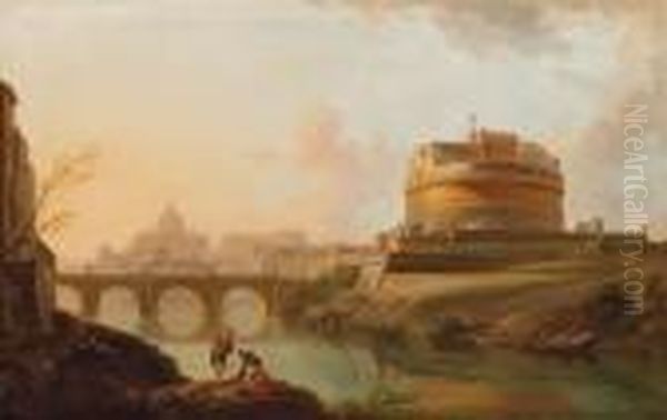 Roma: Il Tevere Con Castel Sant'angelo E San Pietro Sullo Sfondo - view 1