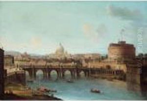 Rome, A View Of The Tiber With
The Ponte And Castel Sant'angelo, St. Peter's Basilica And The Vatican
Beyond by Antonio Joli