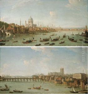 View Of The City Of London From
The Thames With St. Pauls Cathedral And Old London Bridge View Of The City Of London From
The Thames With St. Pauls Cathedral And Old London Bridge