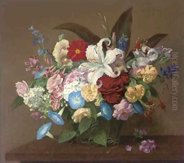 Summer flowers in a glass vase - view 1