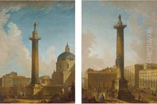 Trajan's Column, Rome; The Column Of Marcus Aurelius, Rome - view 1
