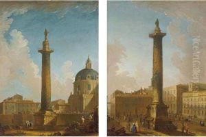 Trajan's Column, Rome; The Column Of Marcus Aurelius, Rome Trajan's Column, Rome; The Column Of Marcus Aurelius, Rome