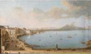View Of Naples From The Strada Di Santa Lucia by Antonio Joli
