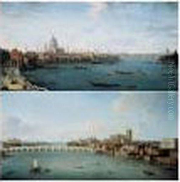 The Thames Looking Towards The City; And The Thames Looking Towards Westminster - view 1
