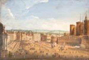 Views Of Naples: The Carnival At
 Largo San Ferdinando With A Royalprocession; And The Carnival Outside 
The Castle