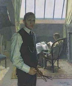 Self Portrait in the Studio 1904 by Franz Nolken