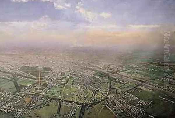 General view of Paris from a hotair balloon 1855 - view 1