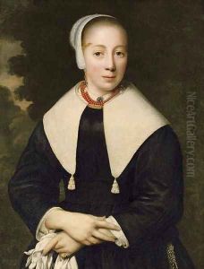 Portrait of a lady, three-quarter-length, with a coral necklace by Pieter Nason