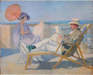 Scene De Plage, Suzanne A L""ombrelle
Et Paul Dans La Chaise Longue by Lucien Hector Jonas
