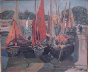 Voiliers A Quais by Lucien Hector Jonas