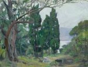 Sudfranzosische Landschaft Mit Einem Hain Bei Cap Martin An Der Cote D'azur by Lucien Hector Jonas