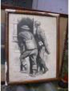 Deuxsoldats Anglais Regardant Par Une Fenetre by Lucien Hector Jonas