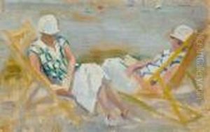 Jeunes Femmes Dans Un Transat Sur La Plage (villers-sur-mer ?) Jeunes Femmes Dans Un Transat Sur La Plage (villers-sur-mer ?)