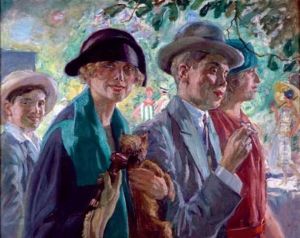 Suzanne Jonas Et Ses Enfants Au Bois De Boulogne by Lucien Hector Jonas