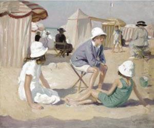 La Plage A Villers Sur Mer by Lucien Hector Jonas