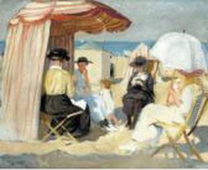 Scene De Plage by Lucien Hector Jonas