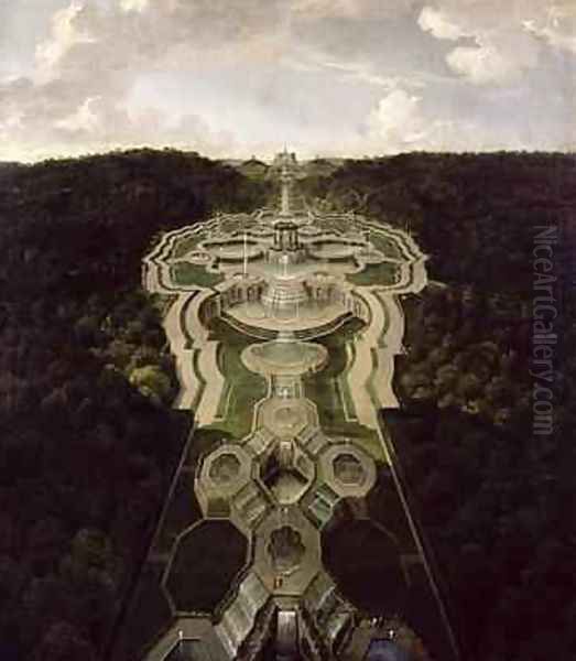 View over the Great Plaza with Temple at the Beginning of the Second Third of the Waterfalls to the Octagon after 1716 - view 1