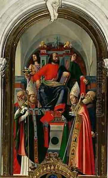 St Mark enthroned with Saints - view 1