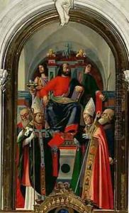 St Mark enthroned with Saints by Giovanni (Giovanni da Udine) Nanni (Nani)