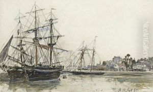 Bateaux En Rade De Honfleur by Johan Barthold Jongkind