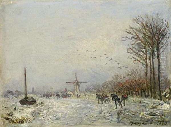 Canal In Holland In Winter - view 1