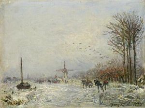 Canal In Holland In Winter by Johan Barthold Jongkind