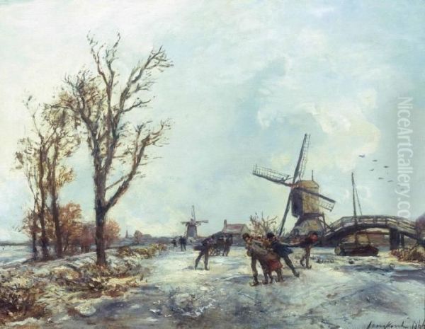 Skaters By A Windmill - view 1
