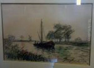 Le Canal Pres D'overschie, Hollande by Johan Barthold Jongkind