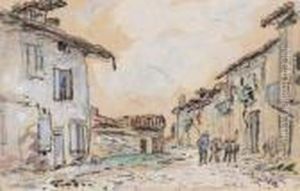 Rue A La Cote Saint Andre Dite Aussi Rue De Village Avecattelage by Johan Barthold Jongkind