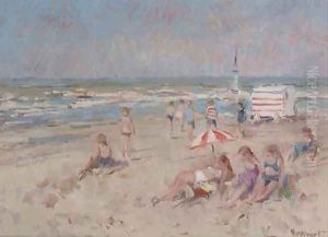 Beach scene, Zandvoort by Adam van Noort