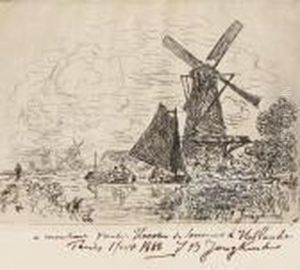 Moulins En Hollande by Johan Barthold Jongkind