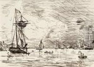 Sortie Du Port De Honfleur by Johan Barthold Jongkind