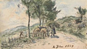 Paysanne Et Son Attelage De Boeufs (recto); Attelage De Boeufs Surla Route (verso) by Johan Barthold Jongkind