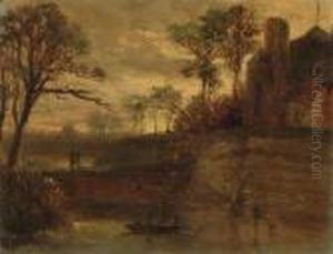 Attributed Fishermen At The River Bank
