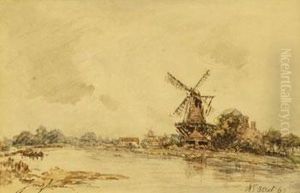 Paysage Au Moulin by Johan Barthold Jongkind